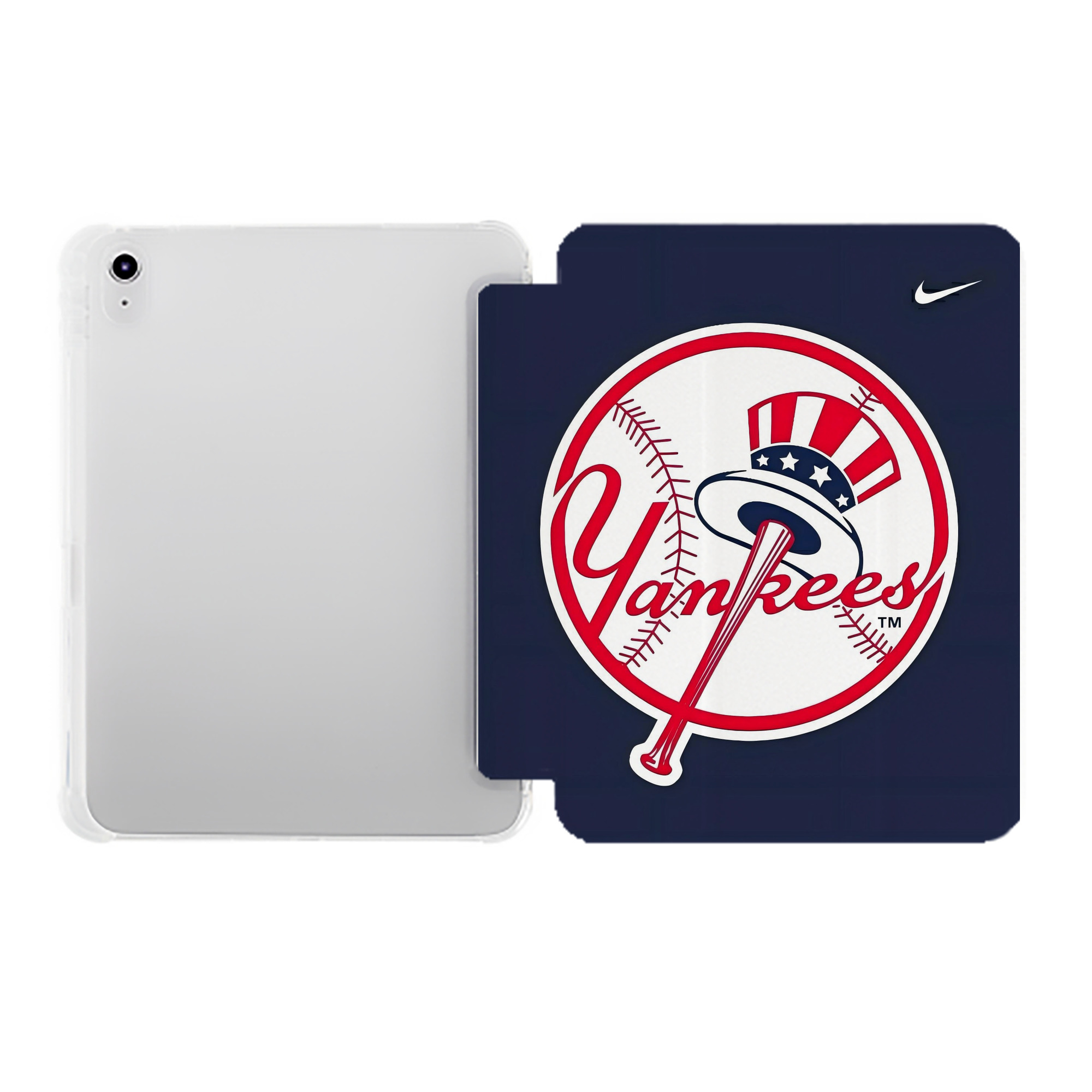 New York Yankees 157 Premium Tri-Fold PU Leather & Silicone IPad Case With Pencil Slot – Fits 9.5,10.5,10.9 – Adjustable Stand, Slim, Protective